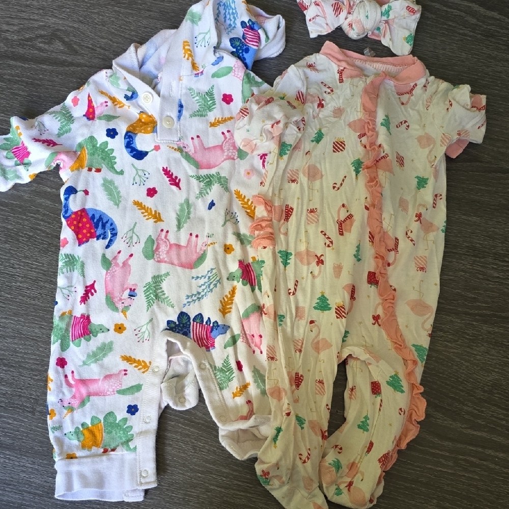 Old Navy Pink and Blue Footies One Pieces